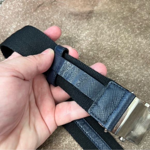 Prada Color Block Saffiano Logo Slide Buckle Belt - Picture 7 of 9